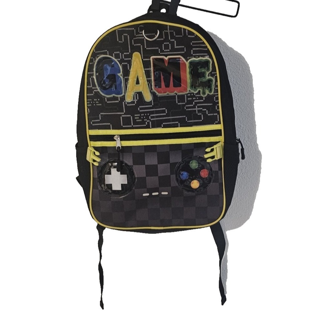 Locker Club Kids 17" Backpack Yellow Black Book Bag Game Travel School Bag
